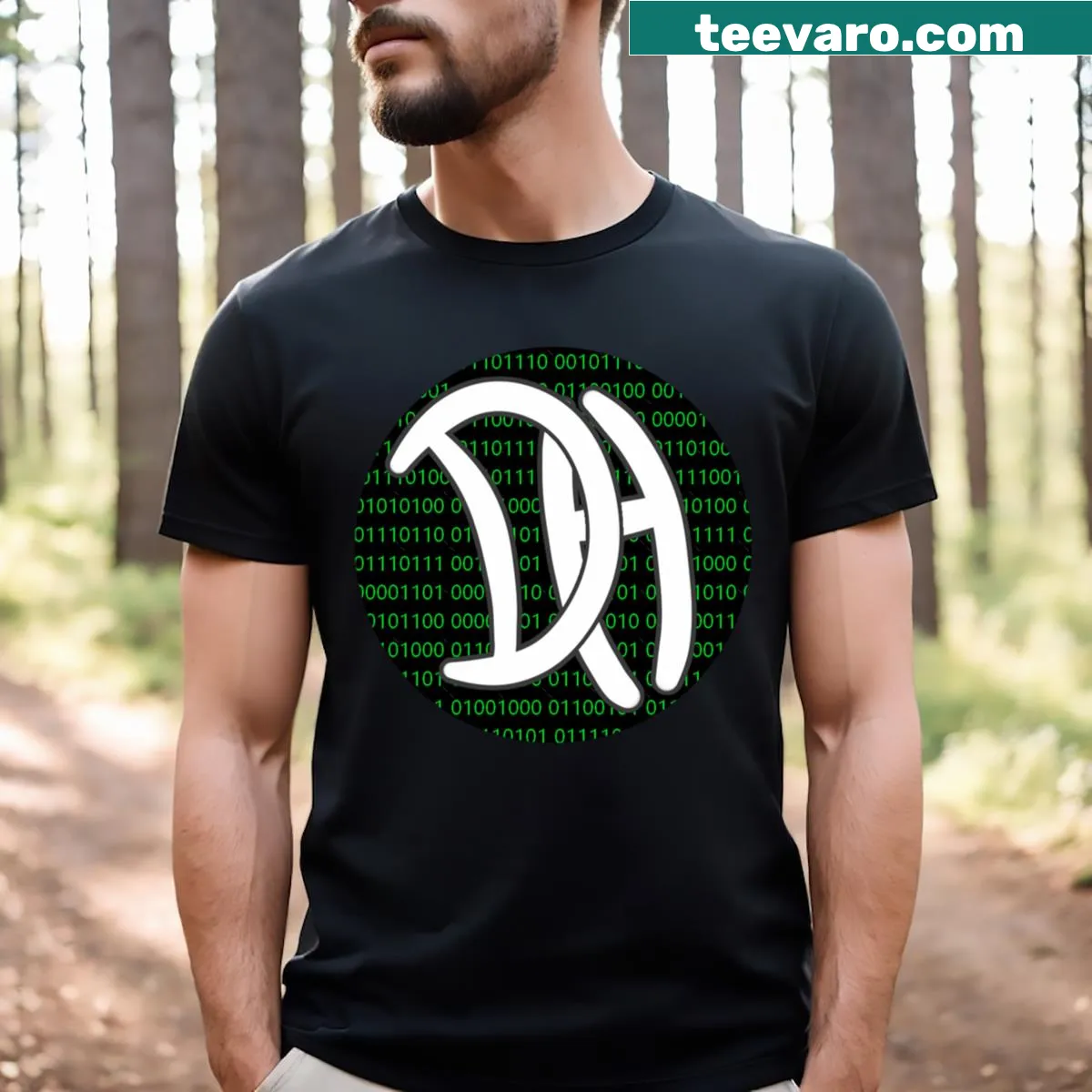 Dunderheads logo t-shirt featuring humorous office theme — on a men's t-shirt
