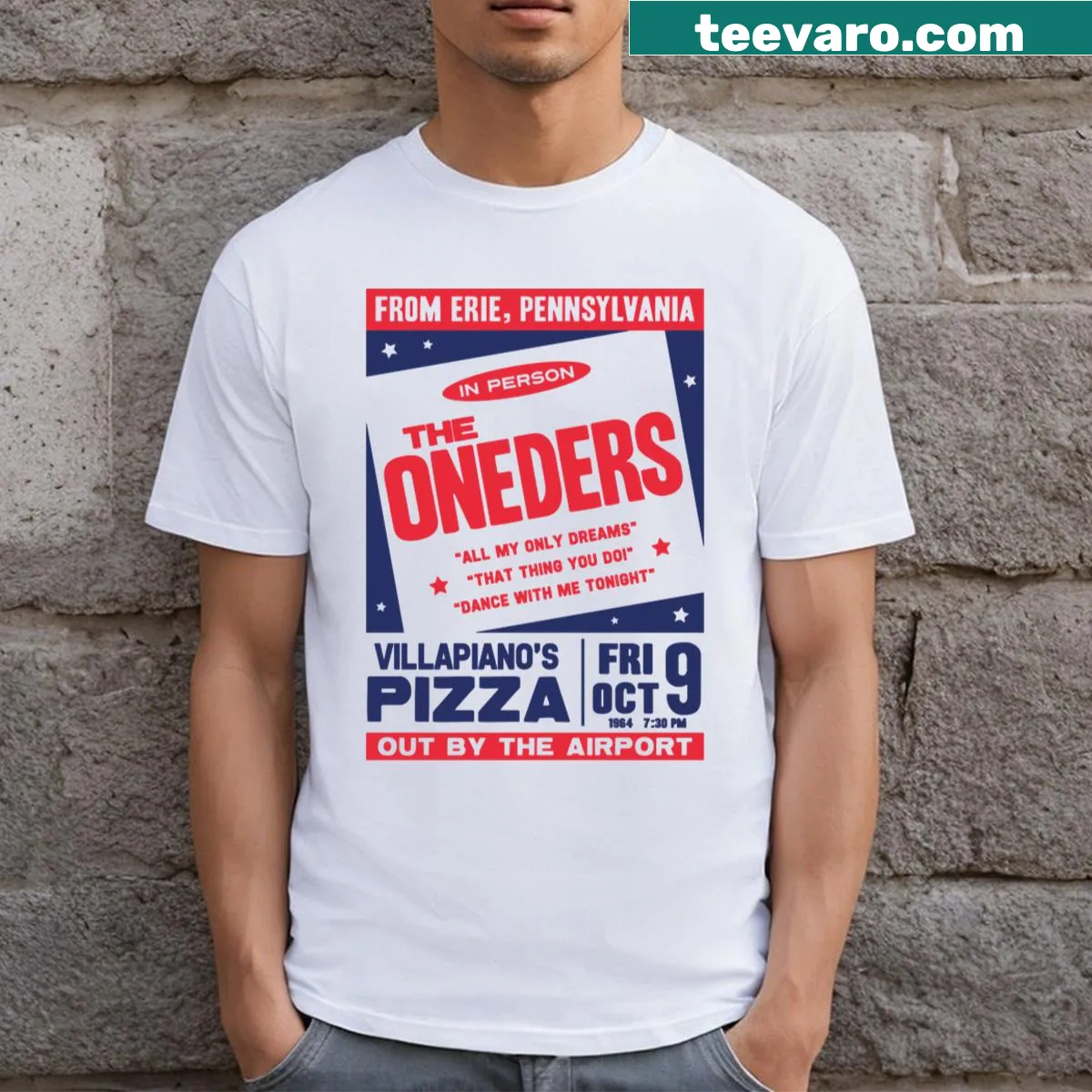 T-shirt featuring an illustration inspired by Erie — on a men's t-shirt