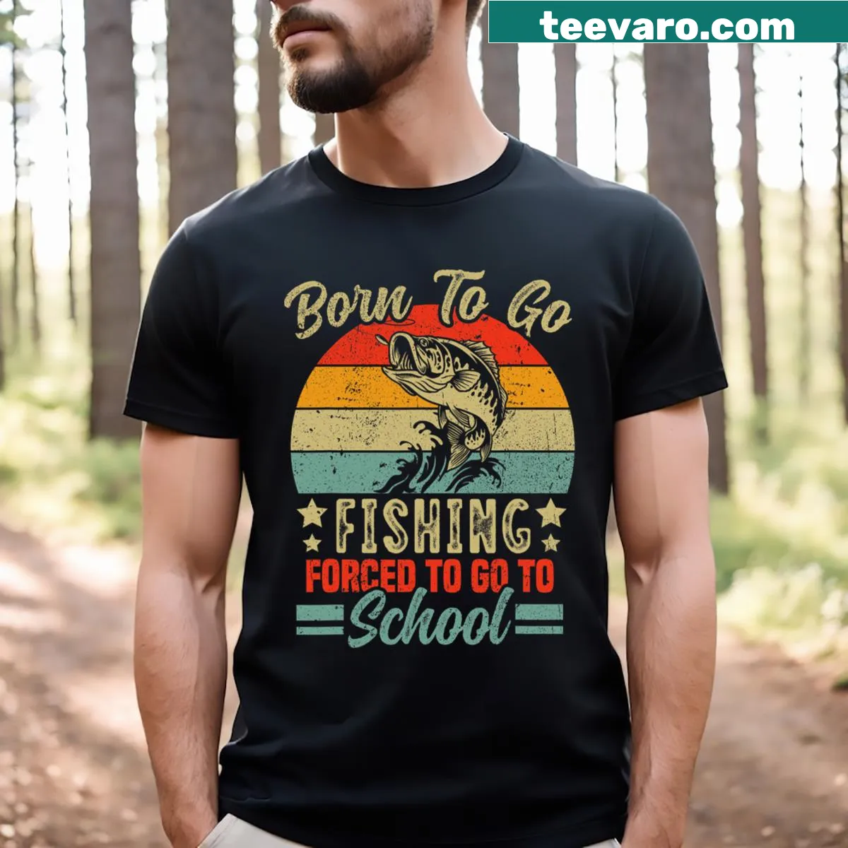 Graphic tee featuring a bass fish and funny fishing slogan for kids — on a men's t-shirt