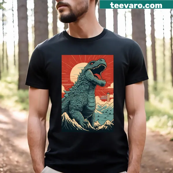 Godzilla depicted as the Kaiju King on a T-shirt