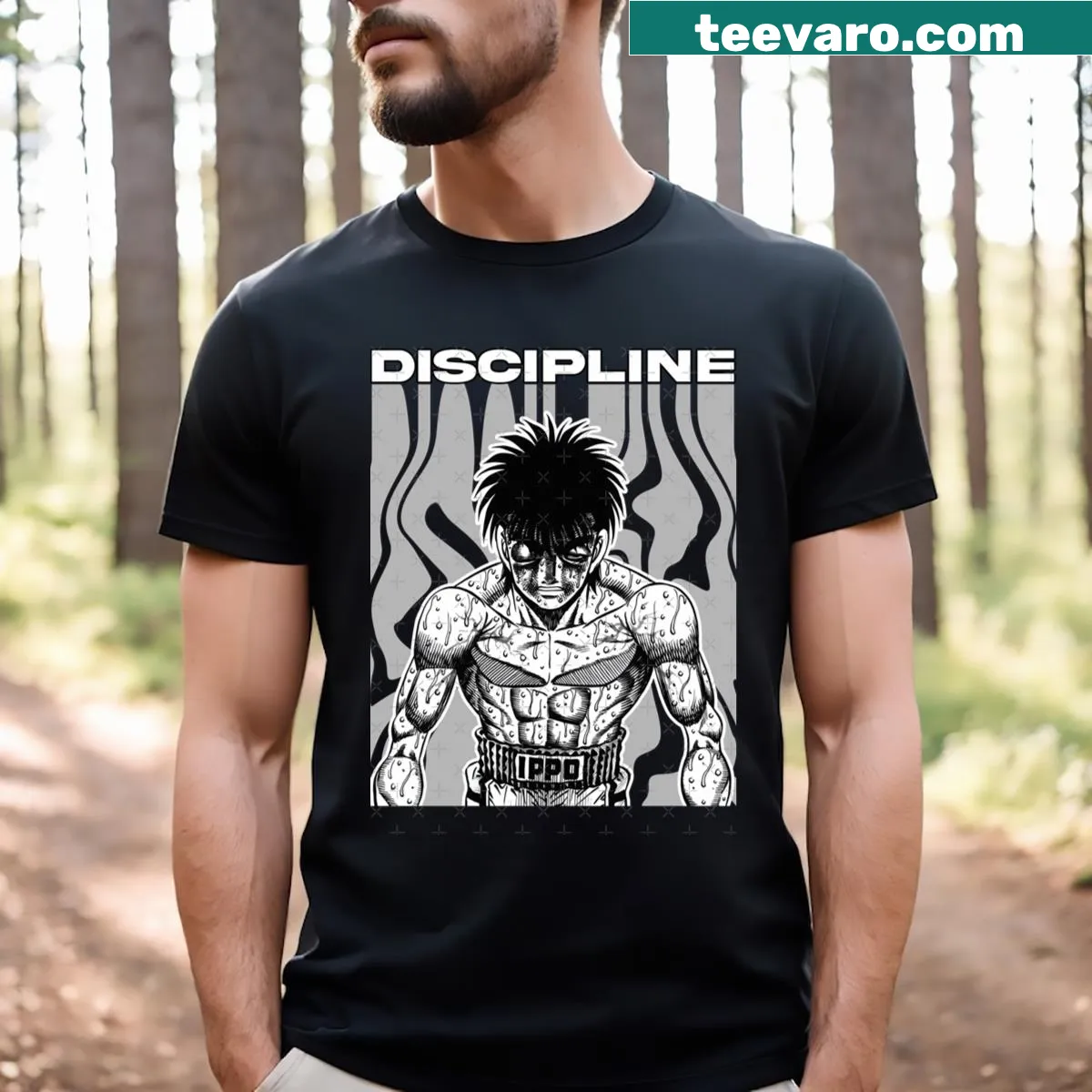 Motivational boxing themed T-shirt with 'Hajime No Ippo' graphic — on a men's t-shirt