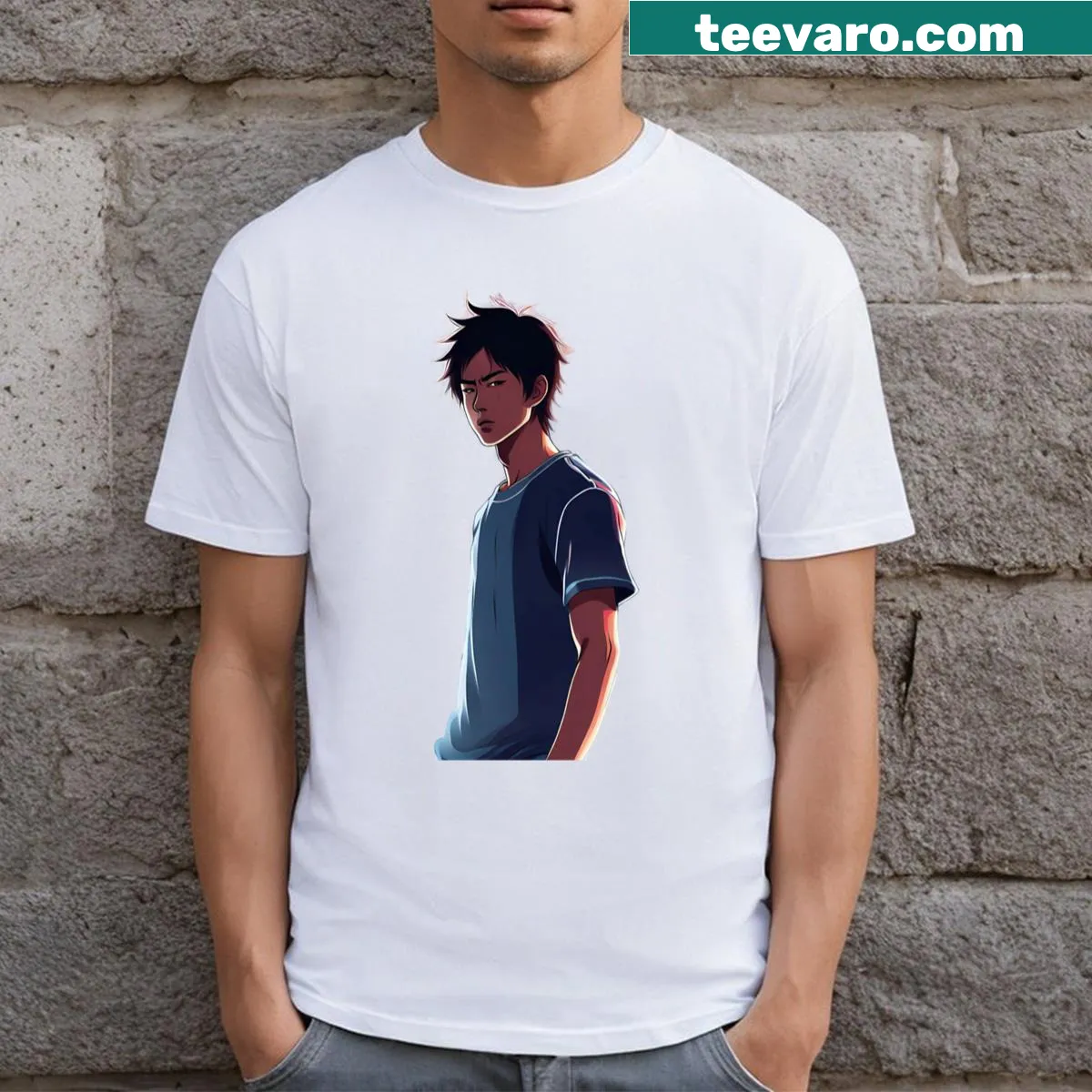 Anime-themed graphic t-shirt inspired by Japanese culture — on a men's t-shirt