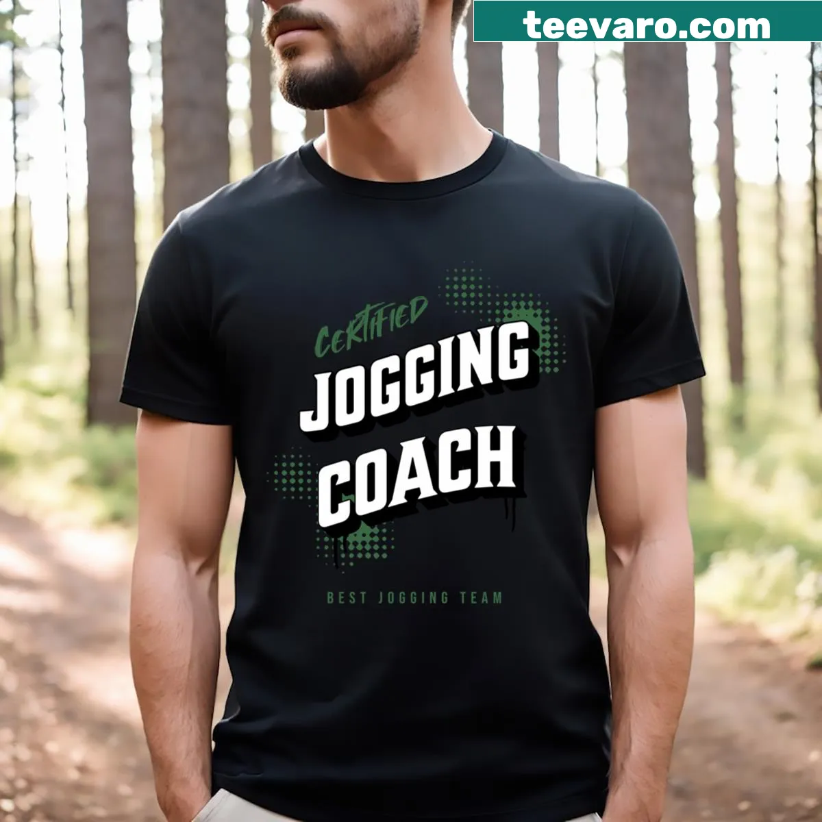 Inspirational jogging coach graphic on a fitness t-shirt — on a men's t-shirt