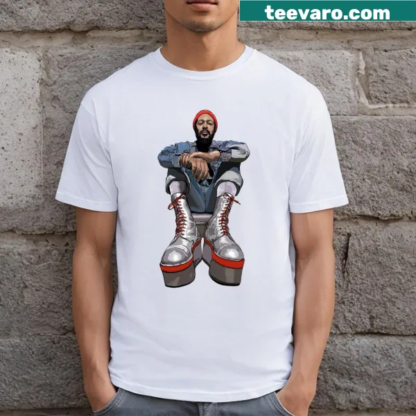 Illustration of platform boots on T-shirt