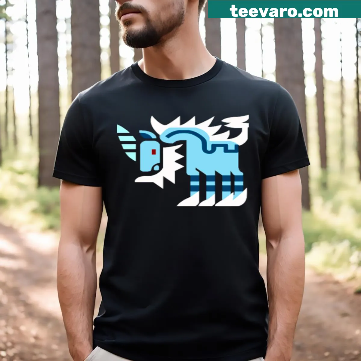 Illustration of a Kirin from Monster Hunter on a t-shirt — on a men's t-shirt