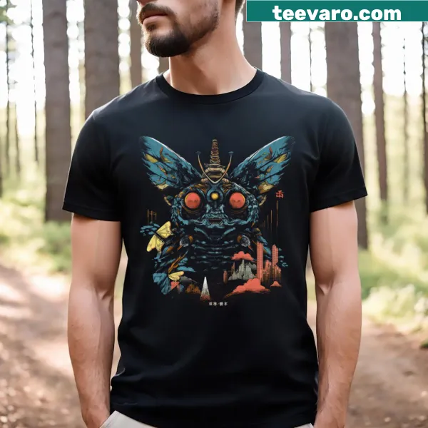 Illustration of Mothra on a T-shirt celebrating the iconic monster