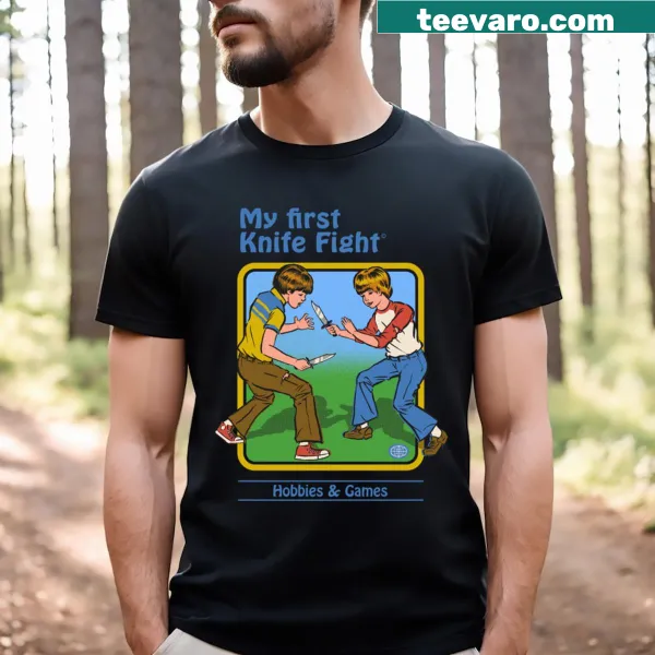 Funny shirt with the phrase My First Knife Fight