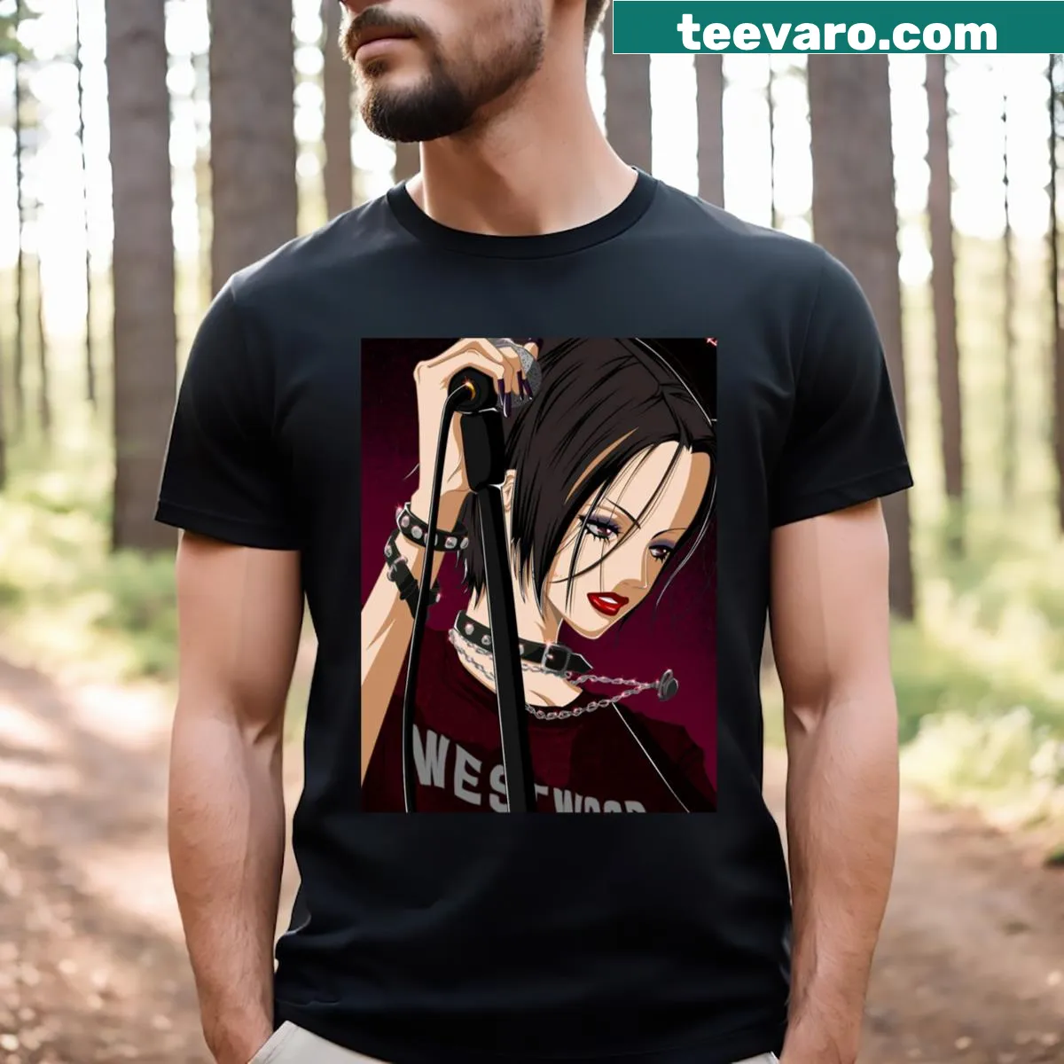 T-shirt featuring iconic characters from Nana anime — on a men's t-shirt