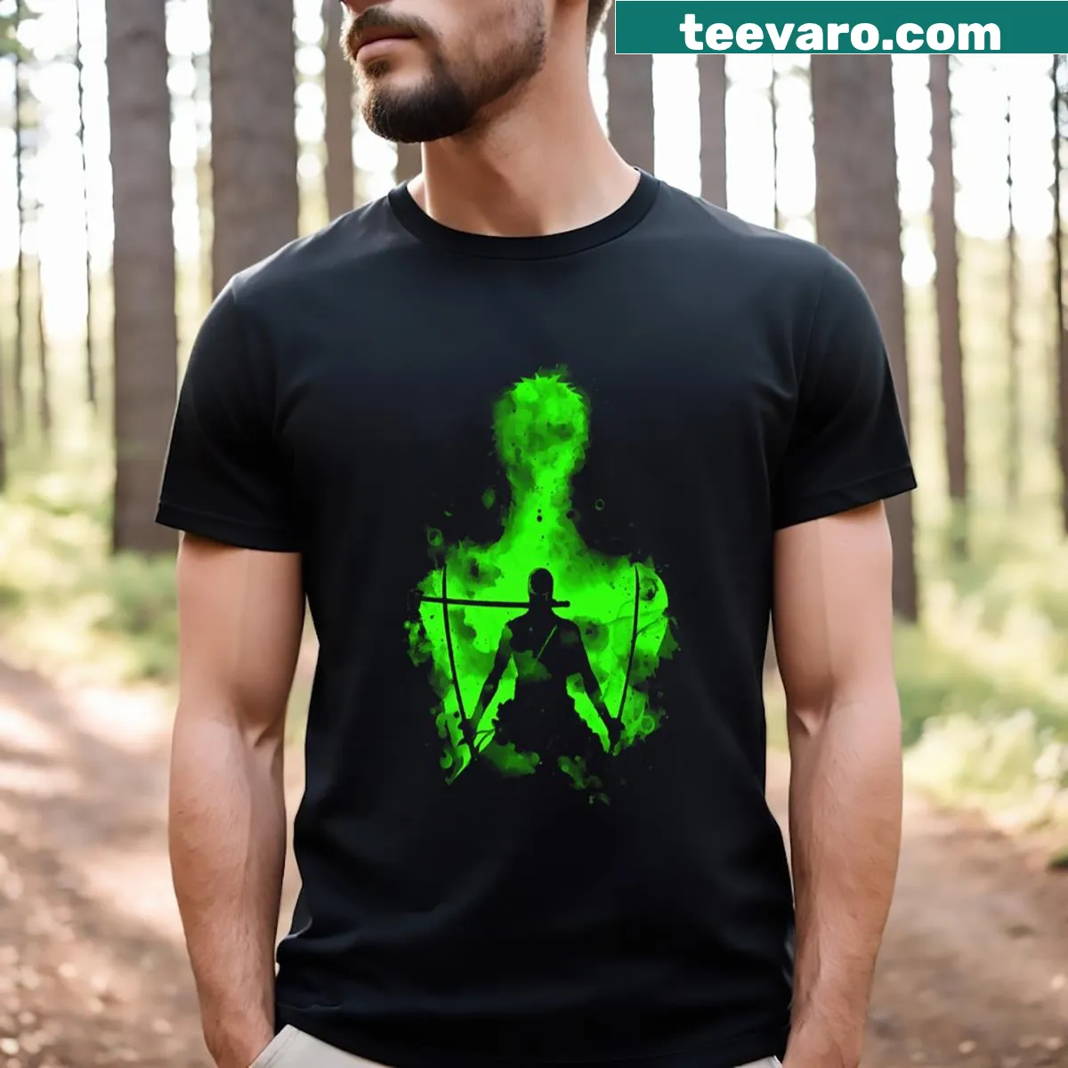Roronoa Zoro logo printed on a T-shirt — on a men's t-shirt