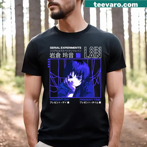 Vintage distressed T-shirt featuring dark, intricate graphics inspired by Serial Experiments Lain.
