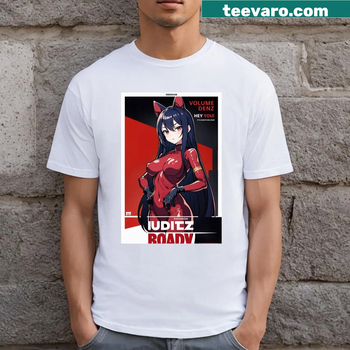 Anime-inspired character graphic on a T-shirt — on a men's t-shirt
