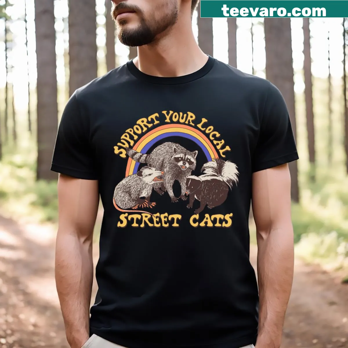 Illustration of street cats on a casual t-shirt — on a men's t-shirt