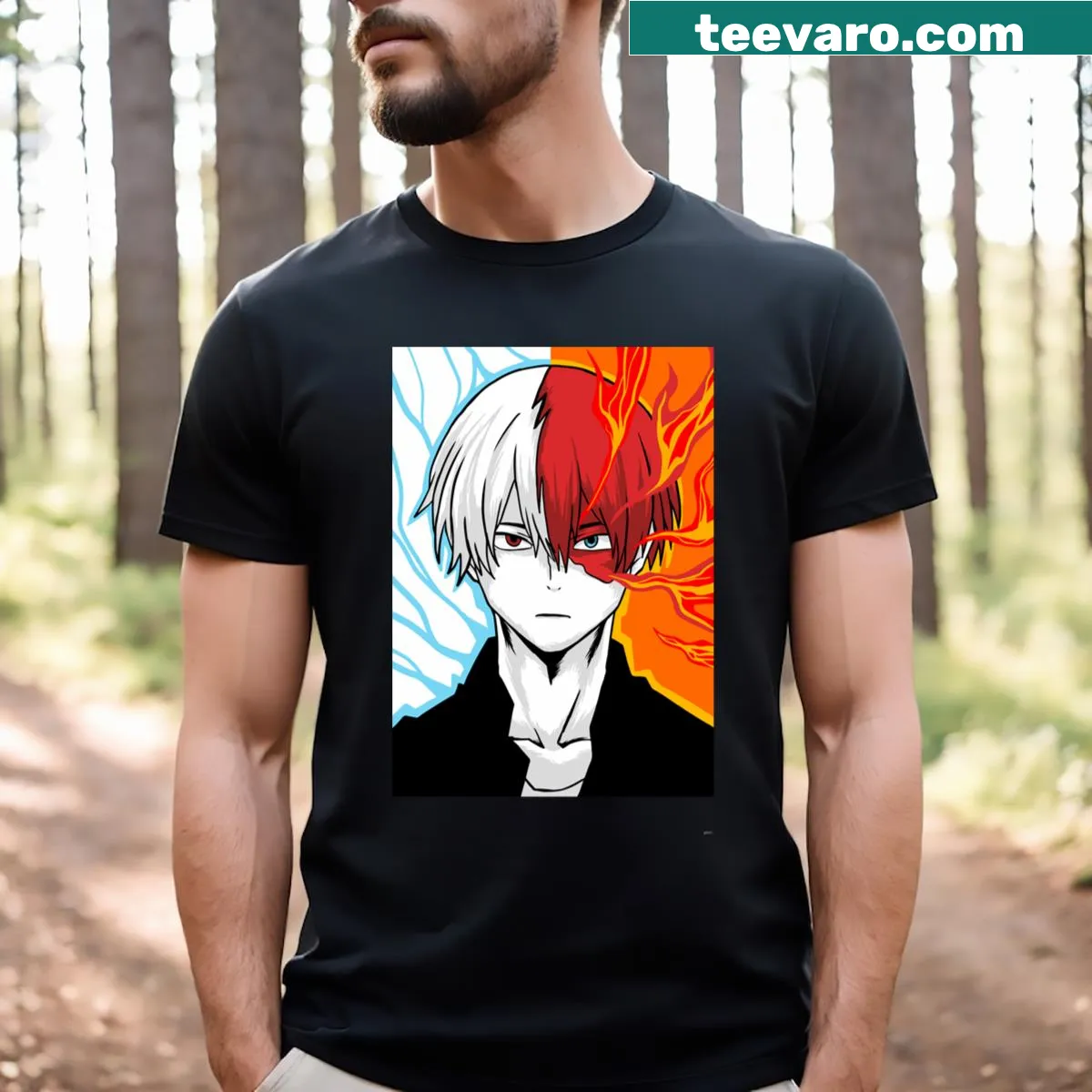 My Hero Academia Todoroki graphic t-shirt. — on a men's t-shirt