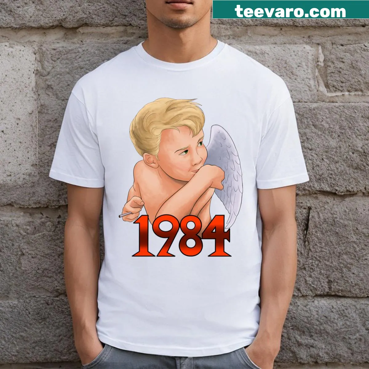 Van Halen 1984 retro T-shirt — on a men's t-shirt