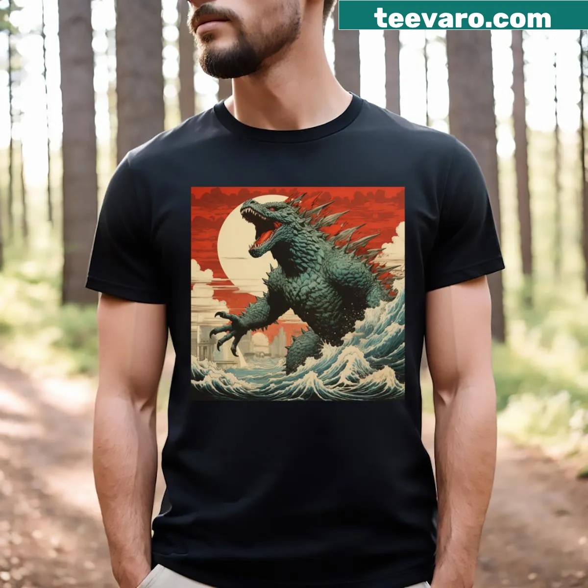 Vintage distressed t-shirt featuring an iconic Godzilla design — on a men's t-shirt