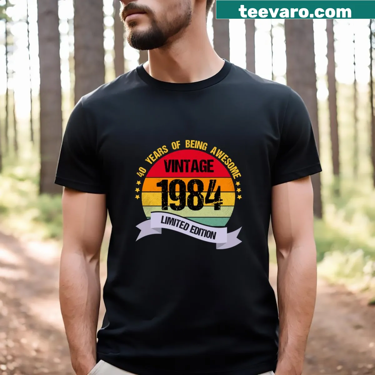Vintage style birthday t-shirt celebrating 40 years of being awesome — on a men's t-shirt