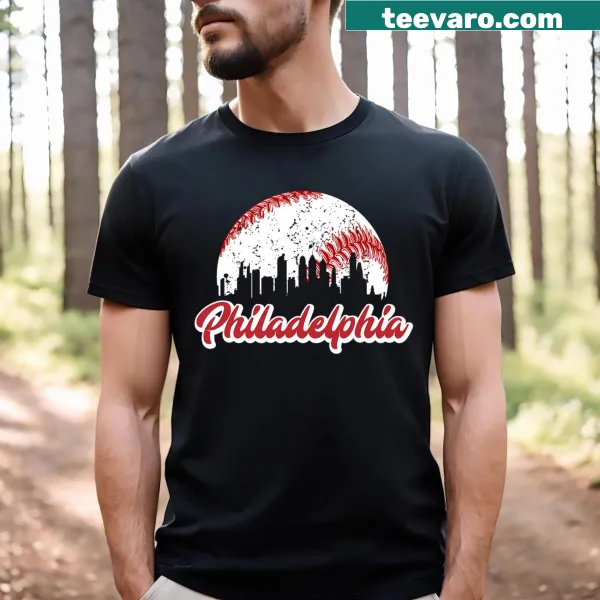 Vintage Philadelphia skyline graphic on a retro-inspired tee
