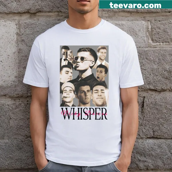 Humorous T-shirt featuring 'Whisper X Wallop Fam' text
