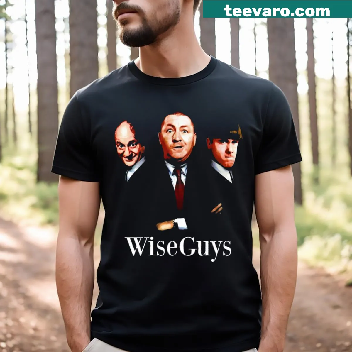 Nostalgic T-shirt featuring The Three Stooges graphic — on a men's t-shirt