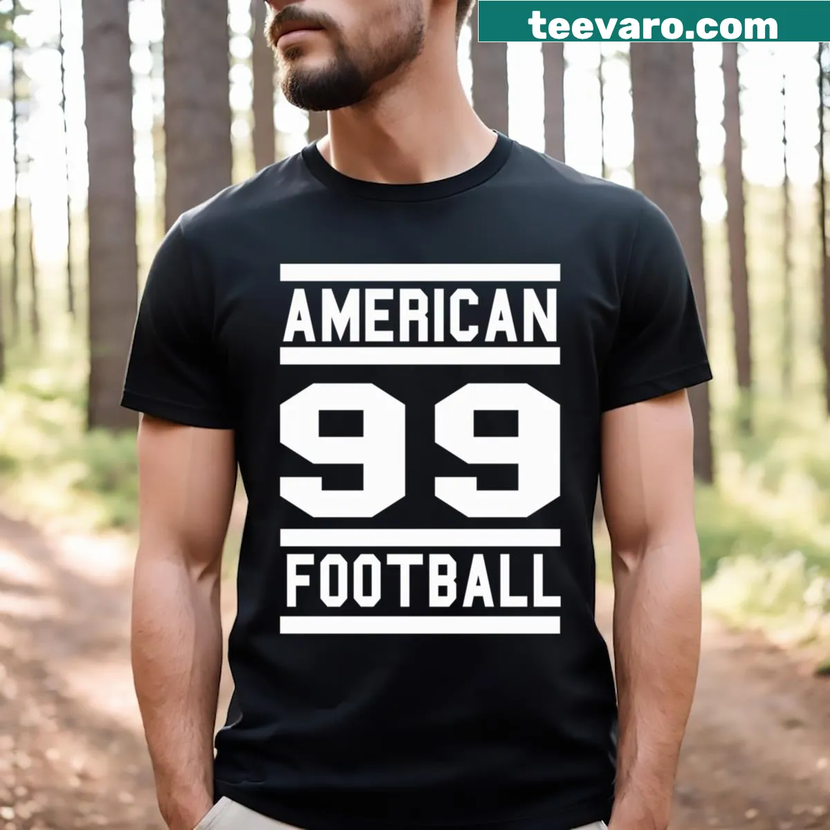 T-shirt featuring the number 99 in bold typography — on a men's t-shirt