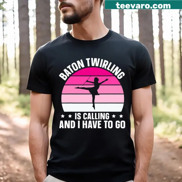 Retro T-shirt celebrating baton twirling with nostalgic graphics