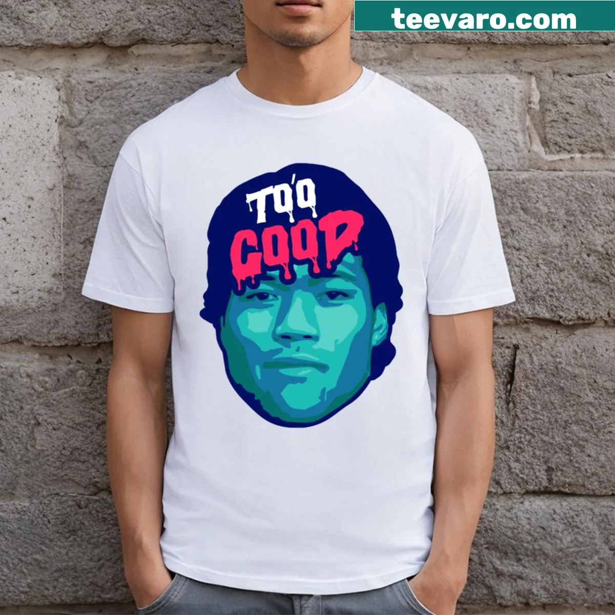 Brian To'o To'o Good T-shirt with playful typography — on a men's t-shirt