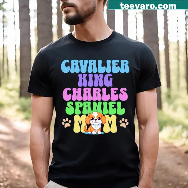 Cavalier King Charles Spaniel Mom T-shirt with cute dog illustration