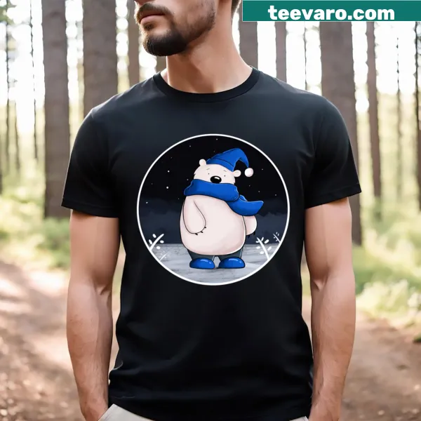 Cute Christmas bear illustration on a T-shirt for kids.