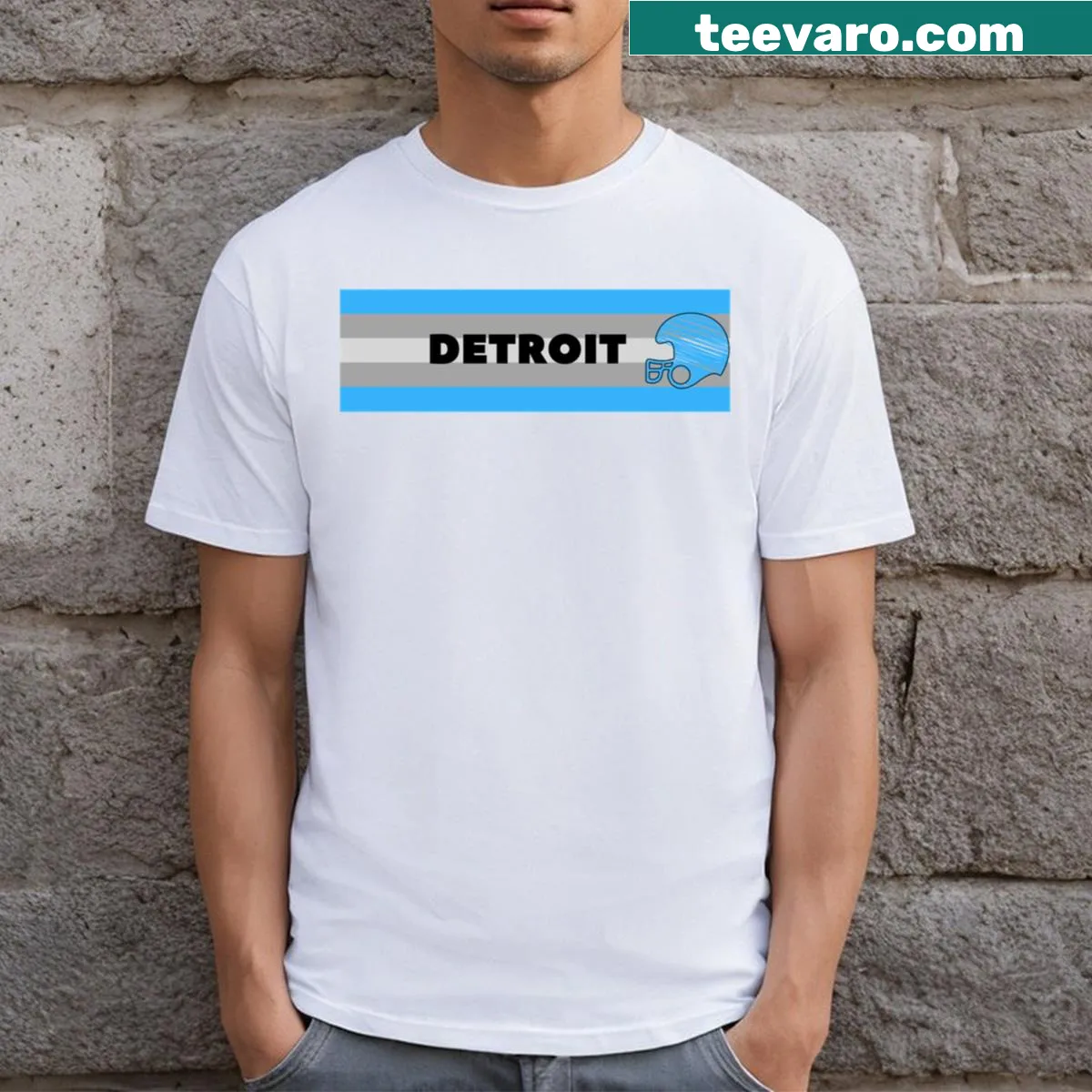 Detroit football team graphic T-shirt for fans — on a men's t-shirt