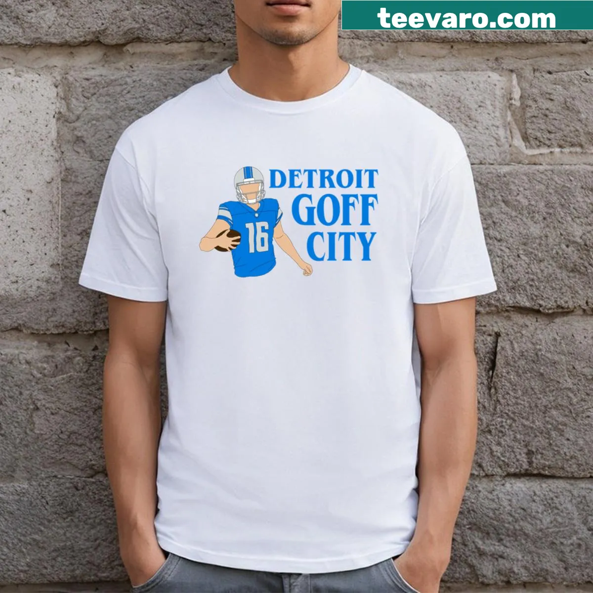 Playful Detroit-themed gaming T-shirt with humorous graphics — on a men's t-shirt