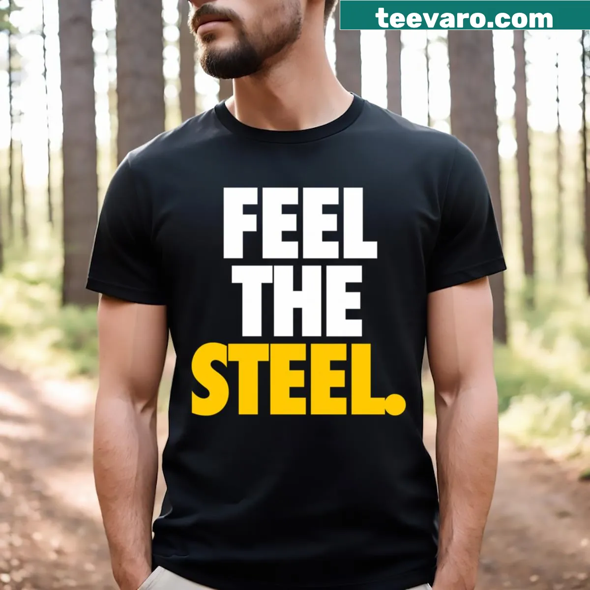Fitness t-shirt with motivational text about strength — on a men's t-shirt