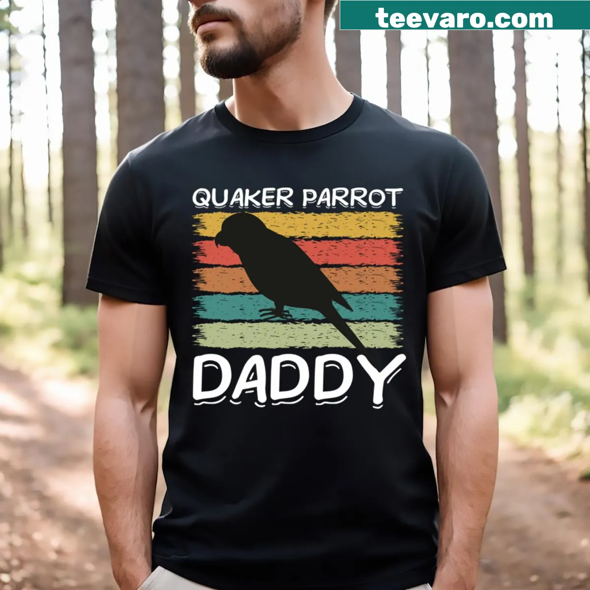 Funny text t-shirt with 'Qualified Quaker' graphic — on a men's t-shirt