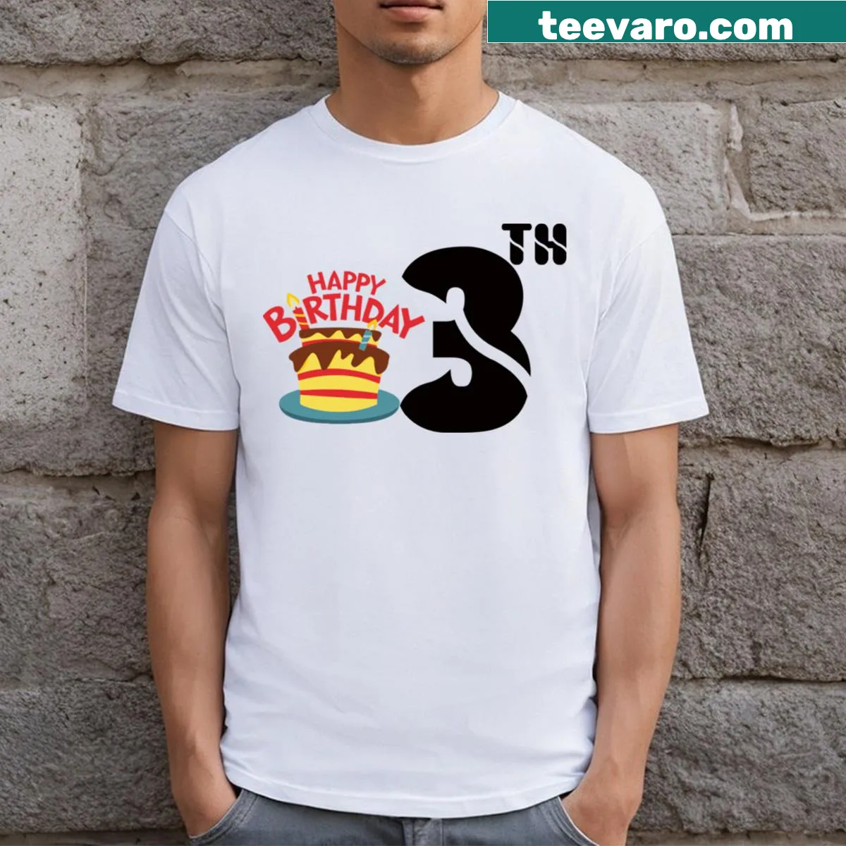 Cute T-shirt celebrating a child's third birthday — on a men's t-shirt