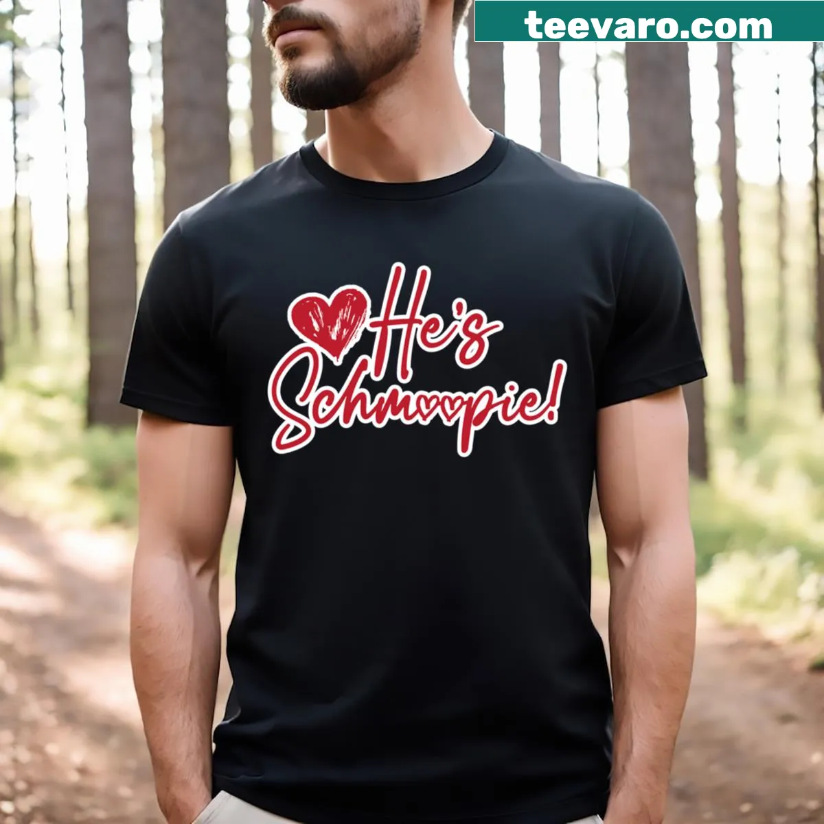 Cute Schmoopie design with heart on T-shirt for couples — on a men's t-shirt