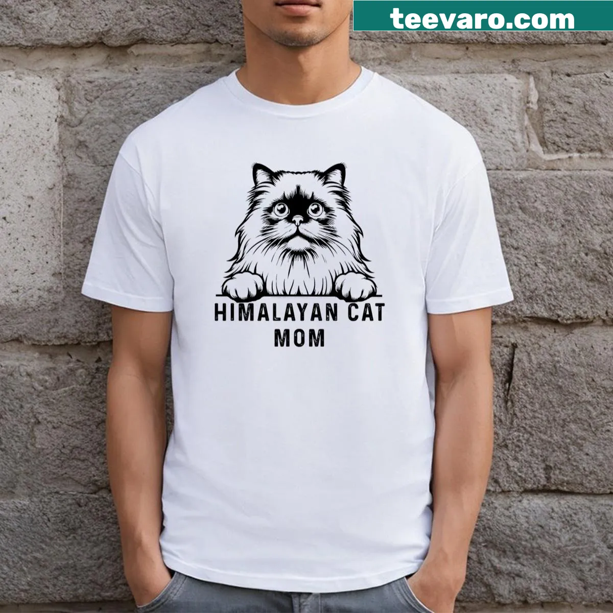 Himalayan cat illustration on a T-shirt for cat moms. — on a men's t-shirt