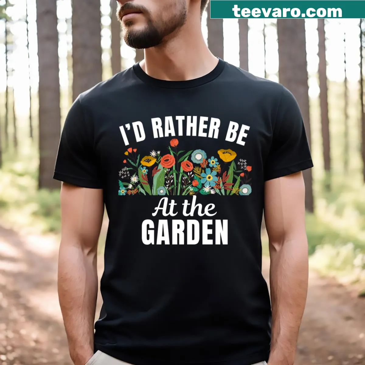 Funny gardening T-shirt with a garden-themed saying — on a men's t-shirt
