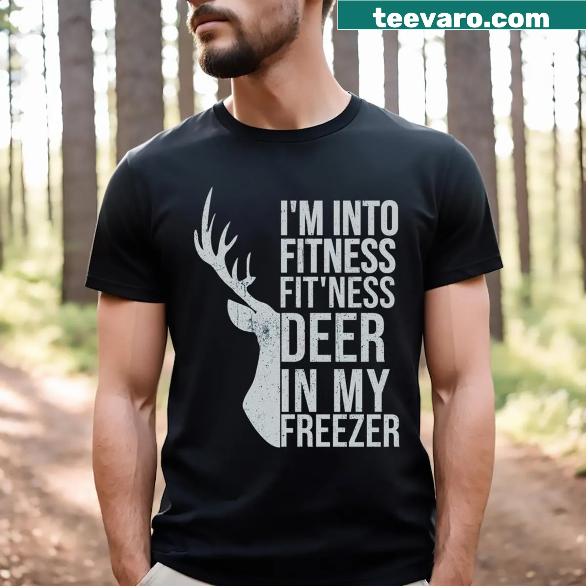 Funny hunting pun graphic T-shirt — on a men's t-shirt