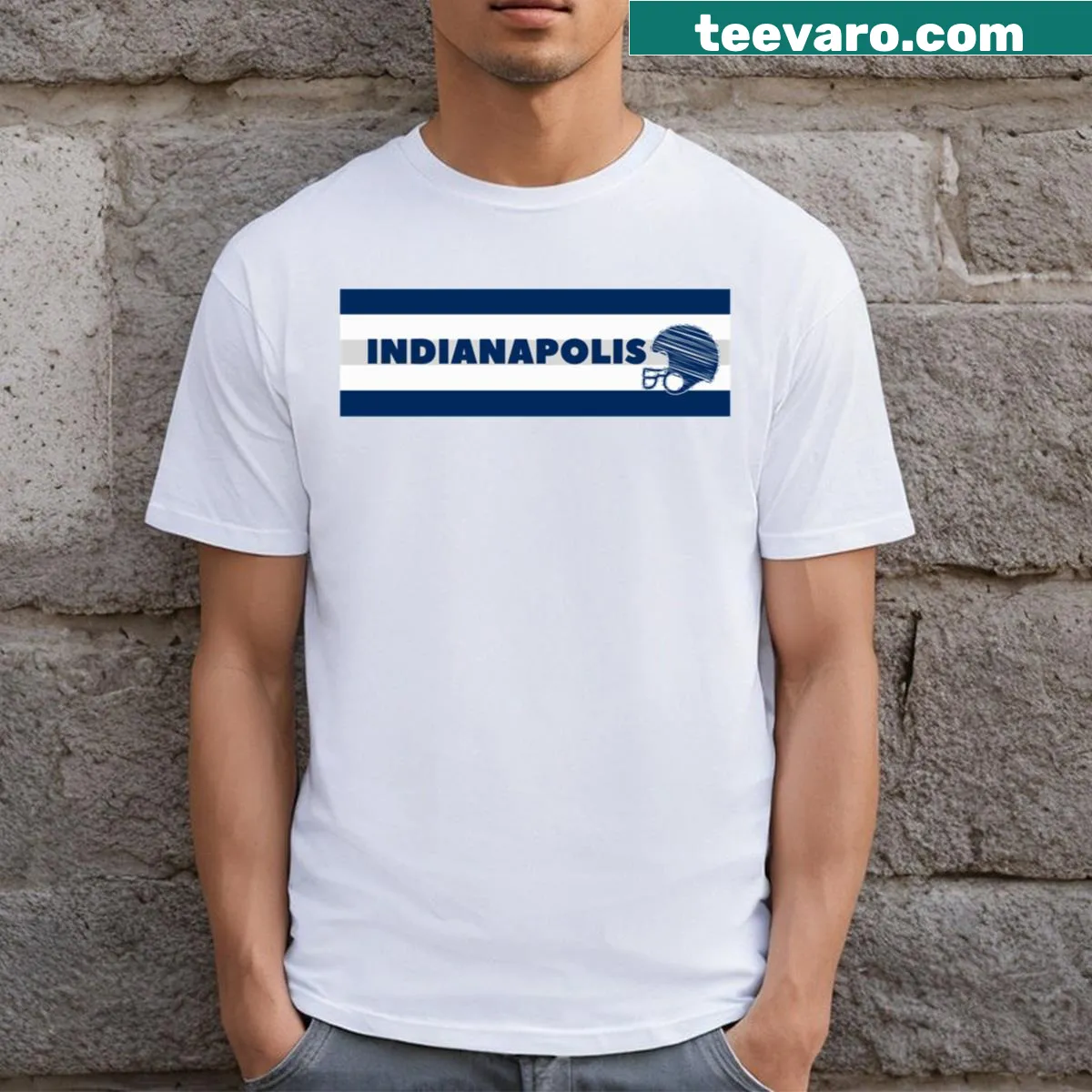 Indianapolis football T-shirt with bold graphic design — on a men's t-shirt