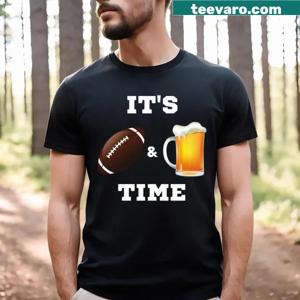 Playful football and beer themed t-shirt design