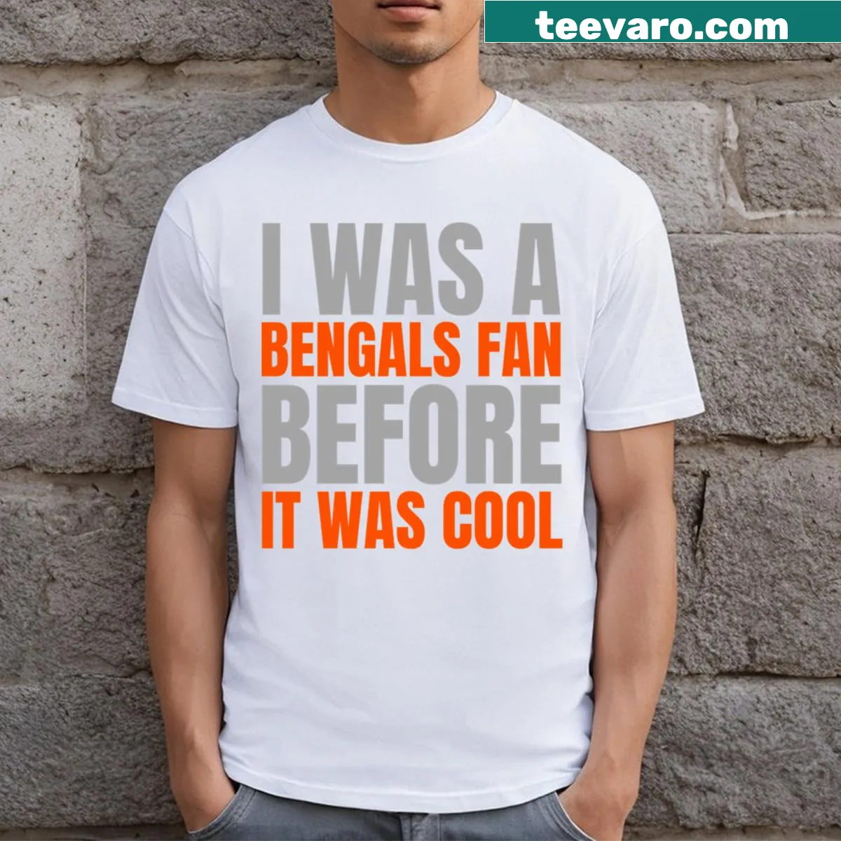 Joe Burrow Bengals fan t-shirt with humorous text. — on a men's t-shirt