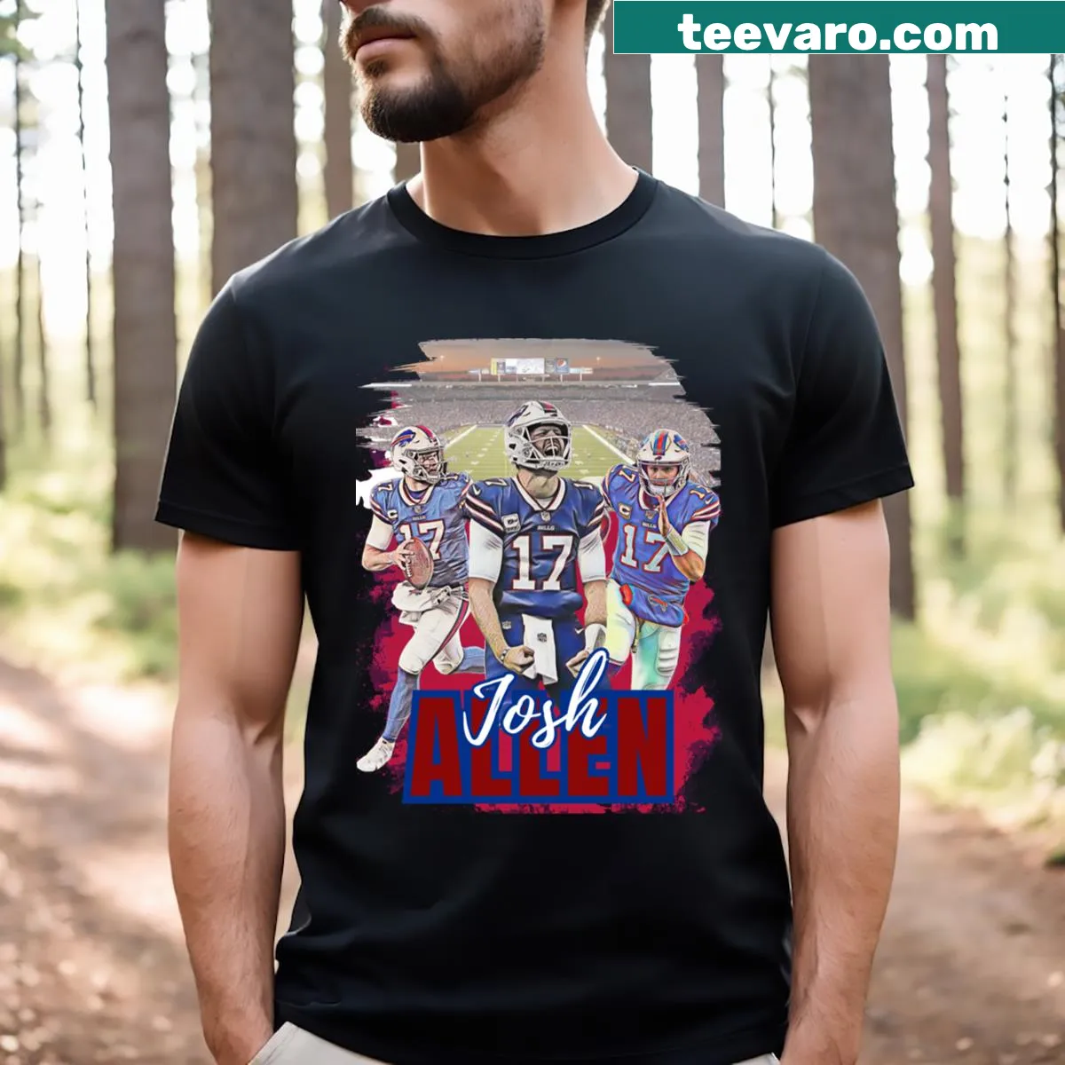 Fan art T-shirt dedicated to Josh Allen, featuring custom artwork — on a men's t-shirt