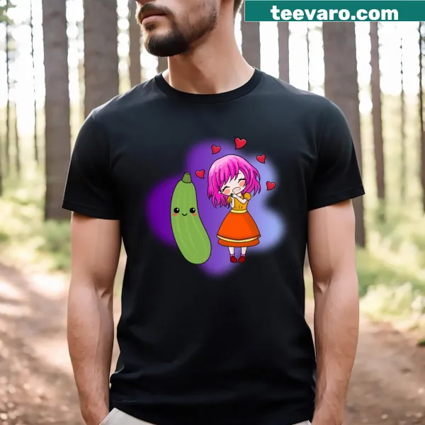 Kawaii cucumber t-shirt with 'Just A Girl Who Loves Pickles' text