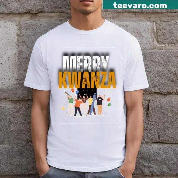 T-shirt with text 'Merry Kwanza' for the holiday