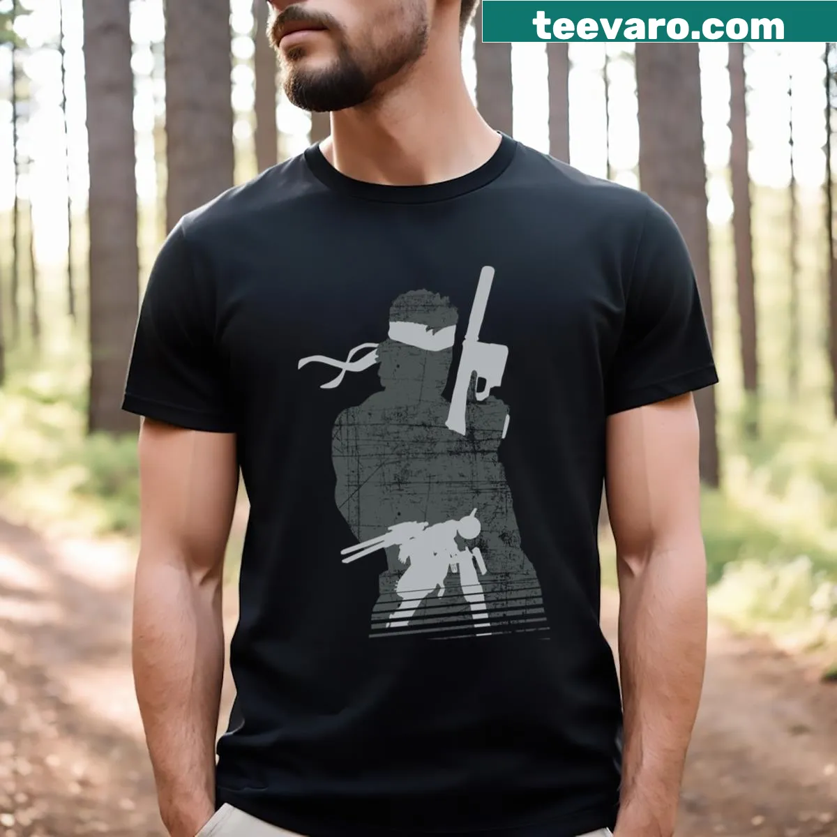 Silhouette of Solid Snake from Metal Gear Solid — on a men's t-shirt