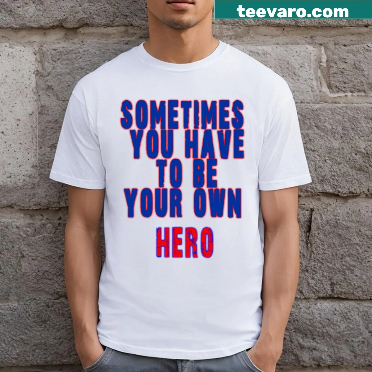 Elegant hand-lettered motivational quote design on T-shirt — on a men's t-shirt