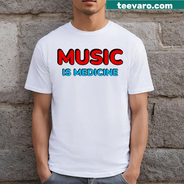 Typography design proclaiming music as medicine, soothing and thoughtful.