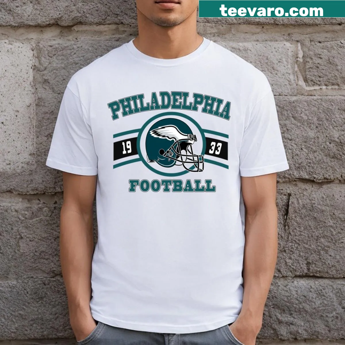Philadelphia Football T-shirt with classic sports design. — on a men's t-shirt