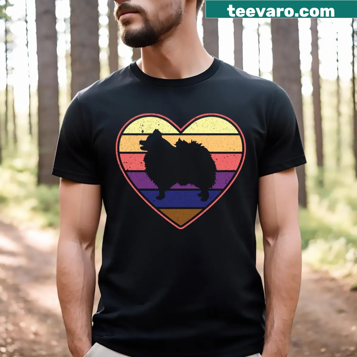 Adorable Pomeranian illustration for Valentine's Day on a t-shirt — on a men's t-shirt