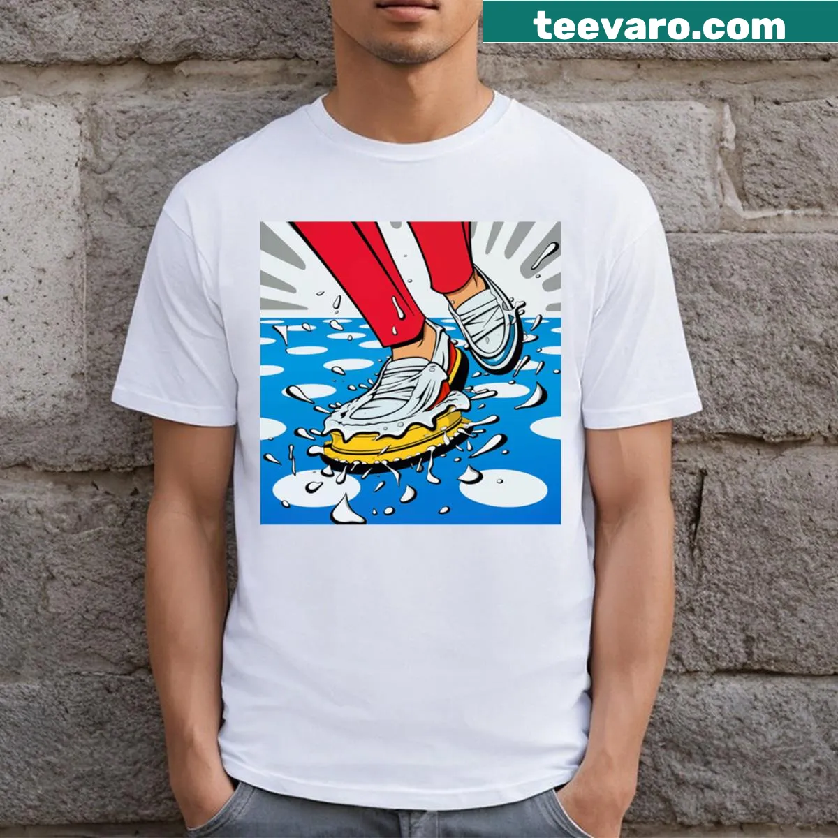 Playful cake illustration in pop art style on a t-shirt — on a men's t-shirt