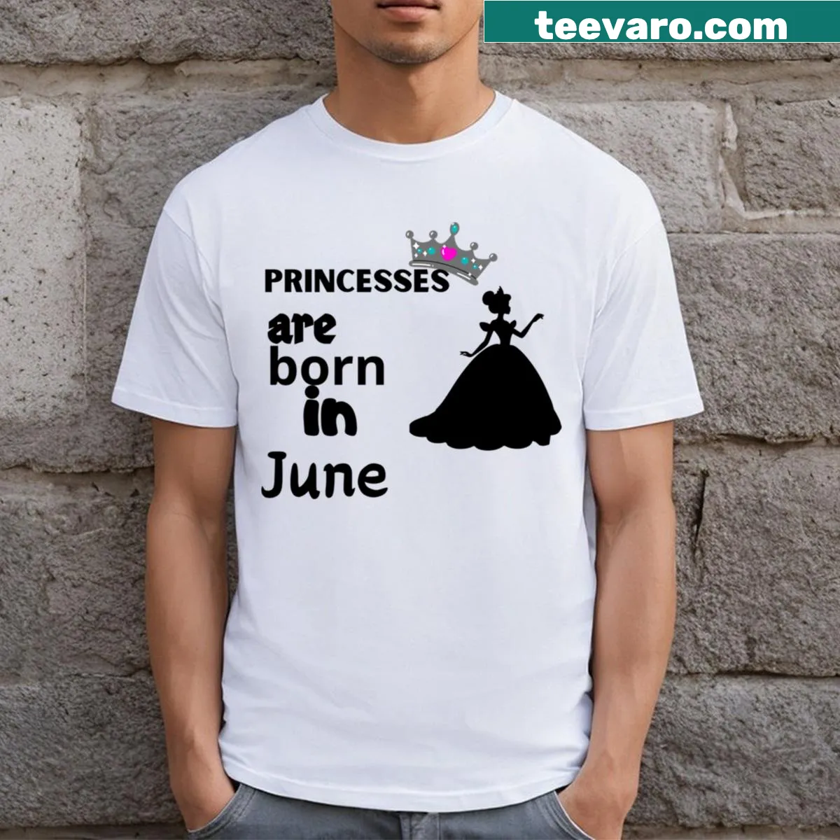 Adorable T-shirt for kids celebrating June birthdays for princesses — on a men's t-shirt
